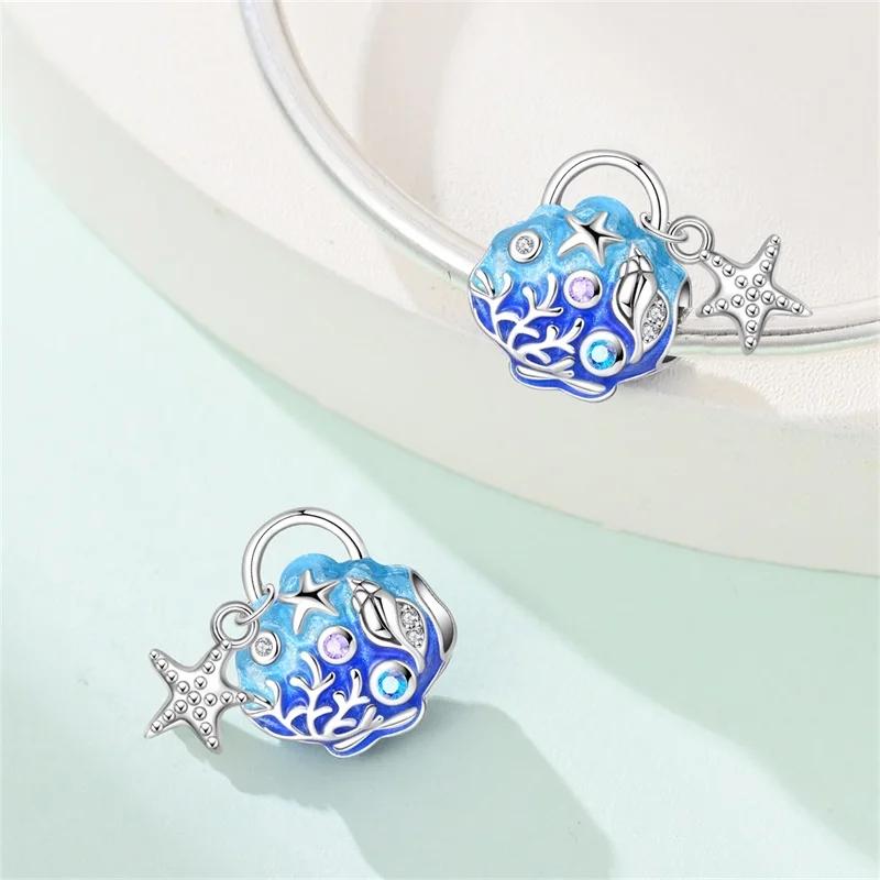 Copper Crabs Ocean Series Blue Turtle Starfish Shell Fit Original Bracelet Charms For Women Diy Fine Jewelry Gifts