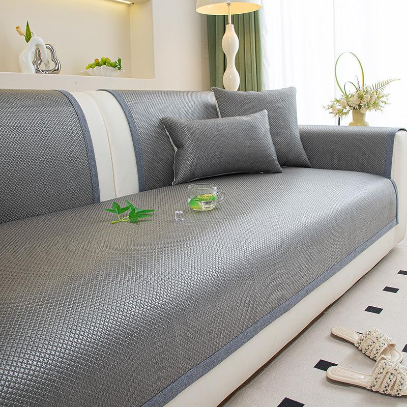Summer And Summer Rattan Mat Sofa Cushion New French High-End Ice Silk Mat Cover Cloth Non-Slip Seat Cushion