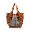 Retro Soft Leather Tote Bag Casual Patchwork Large Capacity Handbags Versatile Color Blocked Splicing Women's Underarm Bag
