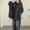 Women Length Windbreaker Women's Medium To Long Windbreaker, Oversized Irregular Loose Hooded Windproof Versatile Casual