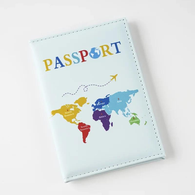 New Color Letter Map Printed Passport Holder Passport Cover Ticket Clip Passport Wallet Travel Wallet ID Card Holder Unisex