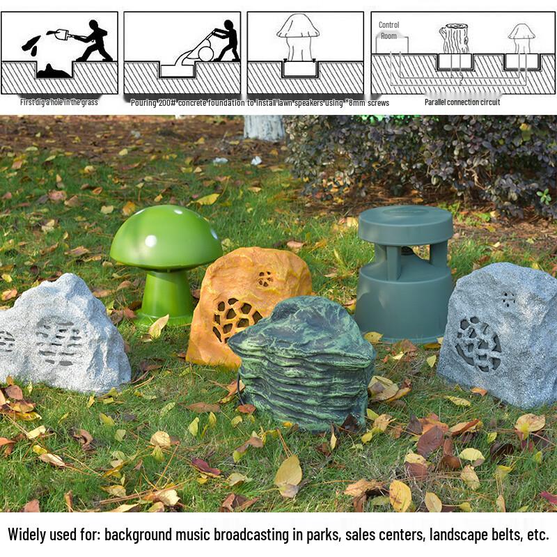 LINGSHENG LD-515H Outdoor Waterproof Stone Garden Speaker CN plug (adapter included) (CN version)