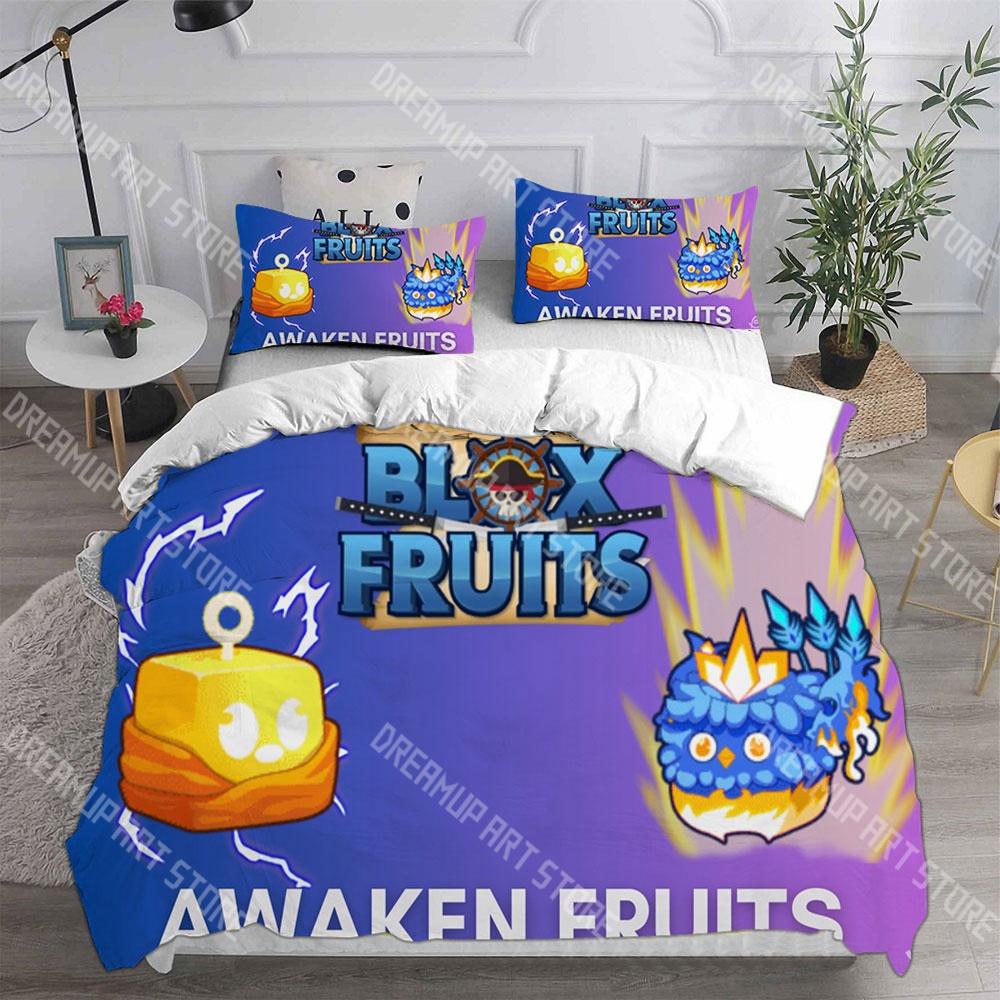Модный игровой набор постельного белья Blox Fruits Односпальный Двуспальный Полный Queen King Размер Набор постельного белья Детская спальня Комплекты с пододеяльником Комплект простыней