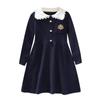 Girls' Spring and Autumn College Style Dress Sweater Children's Long Sleeve Lapel