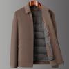 Autumn and Winter New Wool Jacket Men's 90 White Duck Down Liner Business Casual Light Luxury Short Lapel Jacket