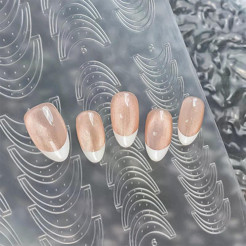 Fully Transparent Hollow French Nail Stickers Spray Painting Stencil French Edges Templates Patting Glue Adhesive Auxiliary Tool