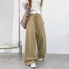 Washed Cotton Wide-leg Pants Women's Autumn New High-waisted Loose and Thin Drape Small Straight Casual Pants Trousers