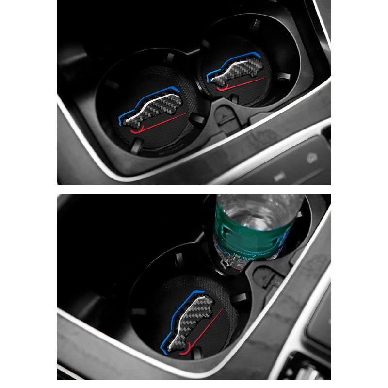 A Set Of 2 High-Quality Anti-Slip Elastic Long-Lasting Mats Made Of Real Carbon Fiber For In-Car Cup Holders