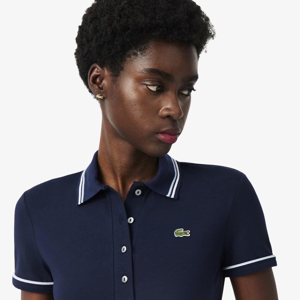 Lacoste Женская облегающая рубашка-поло с отделкой кантом DF5284-56G3UI