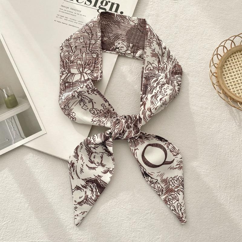 Long Silk Scarf Atmosphere New Thin Narrow Tie Bag Gift Strap Headband Small Tie