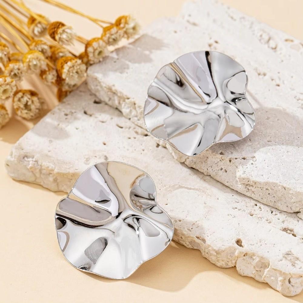 Складные Неправильной Формы Серьги Текстурированная Поверхность Женские Серьги Новые Металлические Серьги