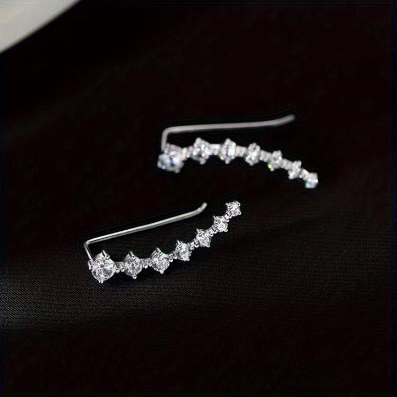 1 Pair of Exquisite and Elegant Curved Earrings, Adorned with Imitation Zircon Women's Light Luxury and High-end Versatile Earrings, The Perfect Gift