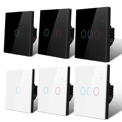 1 2 3 сенсорный переключатель настенный переключатель из закаленного хрустального стекла, сенсорный экран, выключатель света, стандарт ЕС, AC100V-250V, водонепроницаемый