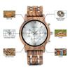 Часы BOBO Bird Wood Watch Luxury Wood Metal Strap Chronograph Date Display Quartz Watch Versatile Watch Metal White Men's Men's