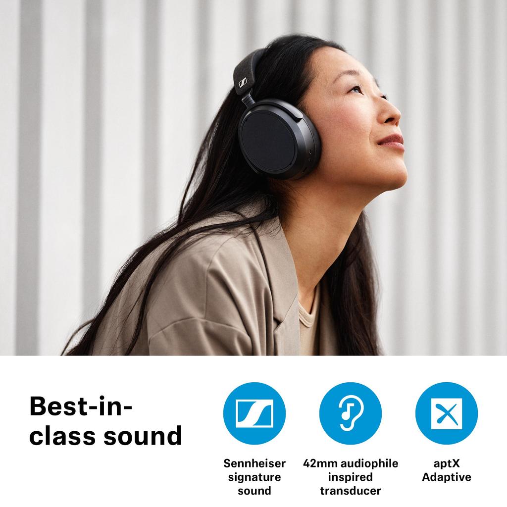 Sennheiser Wireless Headphones Bluetooth MOMENTUM 4 Wireless Black High Performance Driver Noise Canceling 60 Hours Playback Touch Panel Low Latency