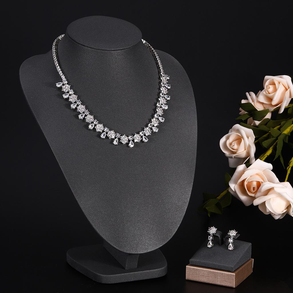 Ювелирные изделия в европейском и американском стиле, ожерелье с каплями воды из циркона, женственное свадебное платье, высококачественные свадебные украшения, комплект сережек-гвоздиков