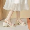 Босоножки женские новые летние на платформе с юбкой толстый каблук с ремешком на одно слово босоножки на высоком каблуке