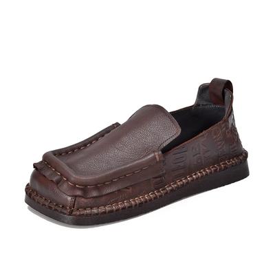 Модные туфли-лоферы с квадратным носком 2,5 см для женщин, повседневные туфли на плоской подошве, мягкая подошва, роскошная элегантная платформа из натуральной кожи, удобные туфли