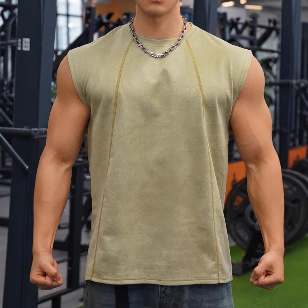 Летняя вязаная майка-борцовка в вертикальную полоску для фитнеса, спорта, отдыха, облегающая, без рукавов, с широкими плечами для мужчин