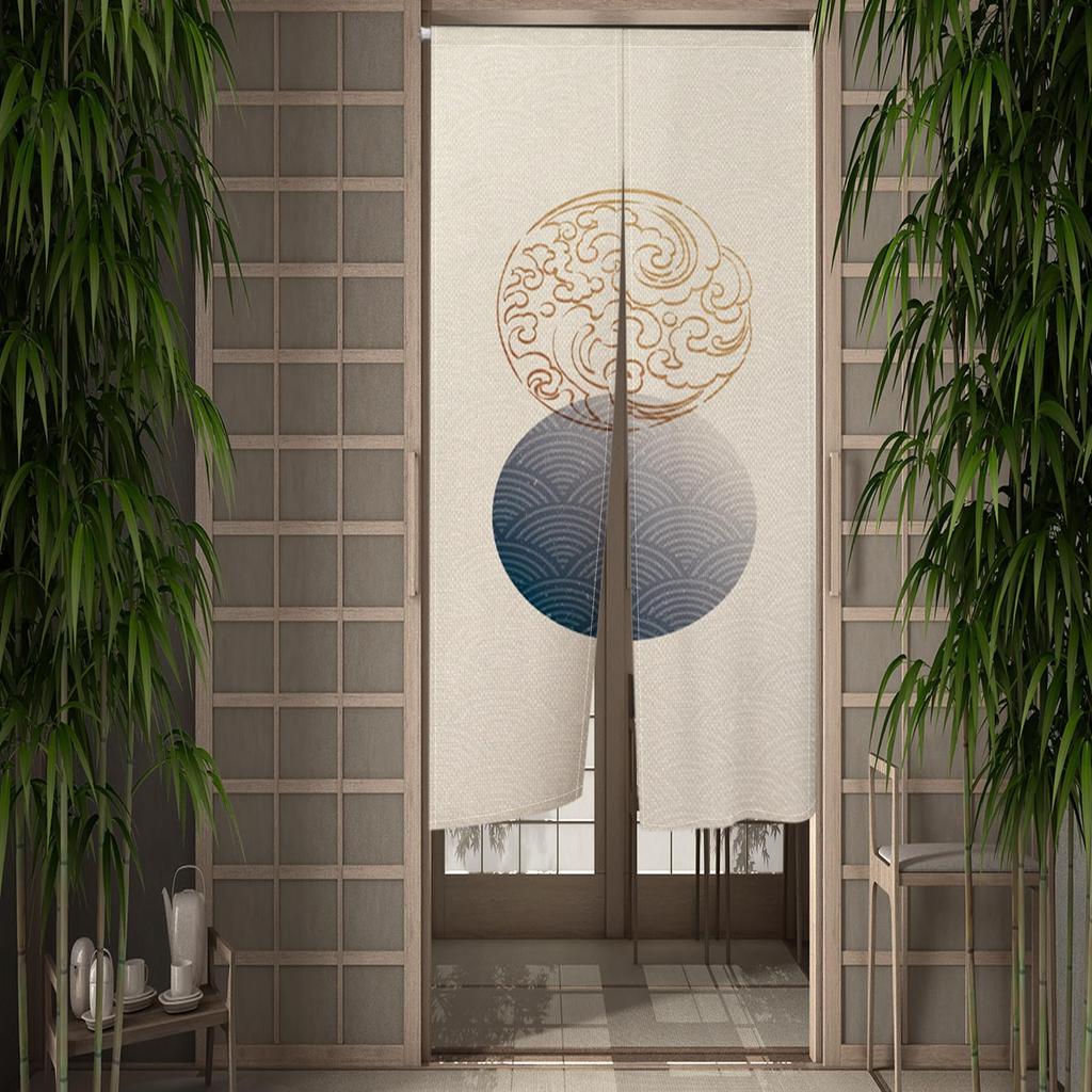 Qinunipoto японская простая волна простая ширина длина разделительные ворота сделаны из доступных для легкого подходит для всех Noren, стиль, стиль, узор, стиль,