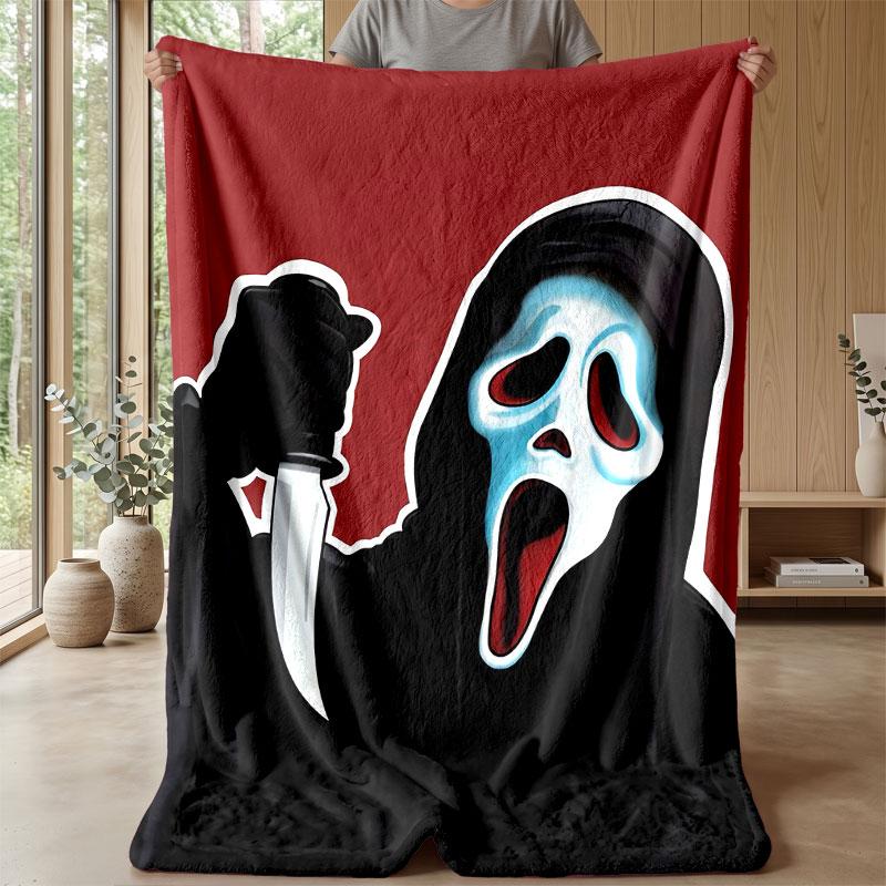 Soft Flannel Blanket Lightweight Cozy Bedroom Living Room CoverScream Ghostface