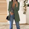 Women Suit Coat Lapel Long Sleeve Open Front Suit Jacket Solid Color Big Pockets Commuting Style Casual Business Outwear