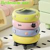 Donut Shaped Trash Can with Pull Out Bin, Lid ,Manual Push Type Trash Can with Cute Stickers, Polished Plastic Cylindrical Design