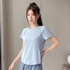 Womens Running Set Quick Dry Loose Short Sleeve Yoga Top Shorts Gym Workout Outfit