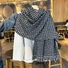 Нежный вязаный шарф из имитации кашемира с принтом в клетку и бахромой, женский осенне-зимний, большой шаль