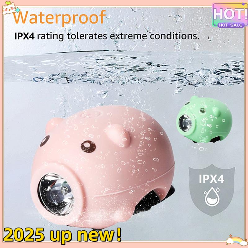 Classy-Bicycle Children Cartoon Pig Bike Light Type-C Rechargeable Cycling Accessories Piggy Headlight