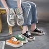 Internet Celebrity Canvas Half Slippers Women Wear Ins Tide 2025 Summer New Fashion Versatile One-word Drag Thick Bottom Cool Slippers