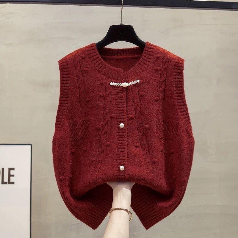Дизайнерский маленький вязаный жилет женский осенне-зимний в китайском национальном стиле, без рукавов, жилет, кардиган, пальто