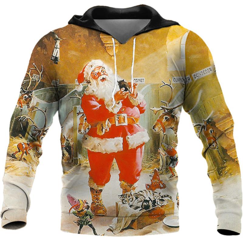 Christmas 3d Printed Sweater Autumn Santa Claus Fashion Shirts For Men Holiday Clothing Hoodies Men Clothing Streetwear