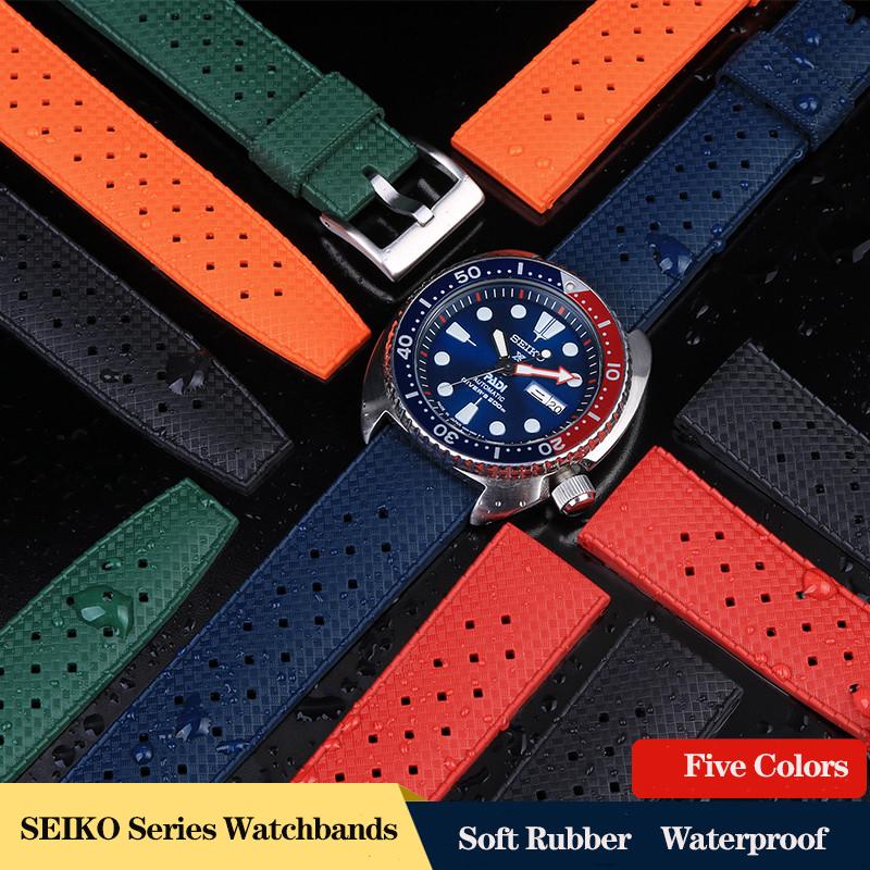 Tropical Rubber Strap for Seiko SRP777J1 Soft Silicone Diving Waterproof Breathable Sport Wristband Men 20mm 22mm Watch Band