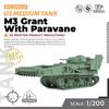 SSMODEL 1/200 Набор военной модели США M3 Grant С параваном Средний танк
