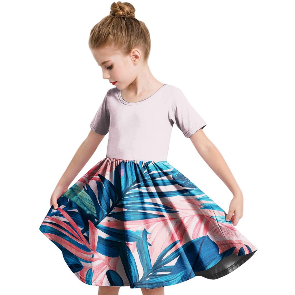 Летнее платье для девочек, платье для малышей, однотонное повседневное платье-футболка с коротким рукавом А-силуэта