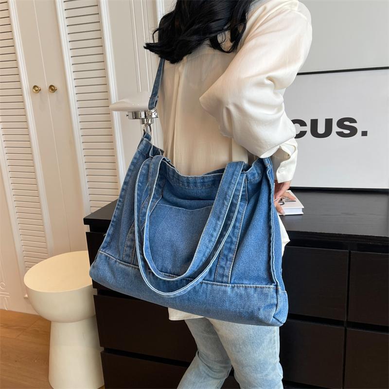 Джинсовая большая сумка Женская сумка через плечо Повседневная сумка через плечо