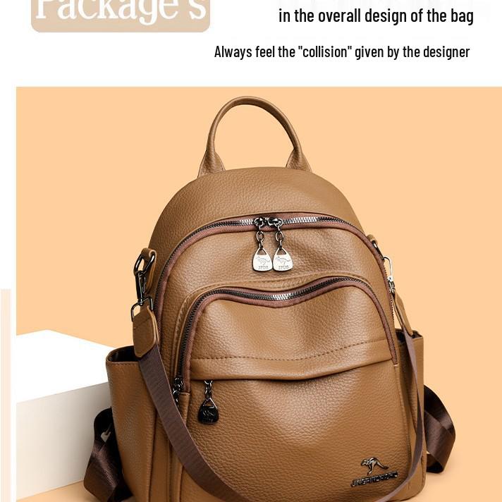 2024 Women's Fashion Large Capacity Leather Backpack & Shoulder Bag