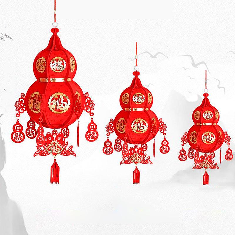 1 шт. китайский фонарик 3D украшение весеннего фестиваля DIY подвесные украшения удачи красные фонарики тыква в форме нетканого материала