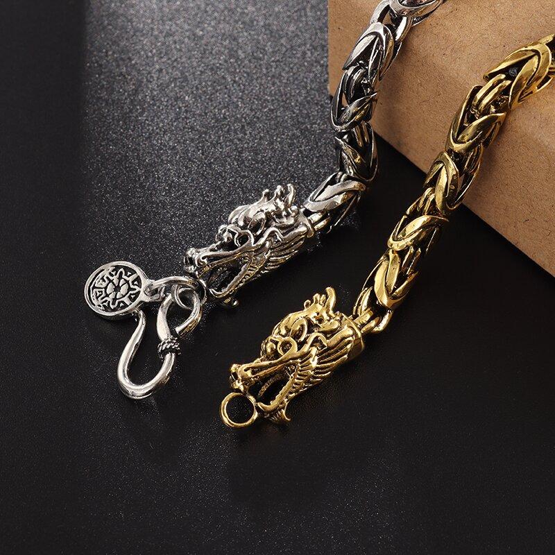 Этнический Панк Серебристый Металлический Браслет Дракон Мужской Браслет Мотоцикл Рок-Райдер Украшение Подарок