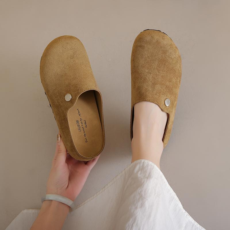 Модные женские мюли на стельке без задника, слипоны, повседневные туфли из мягкой замши, удобные домашние и уличные тапочки для ходьбы