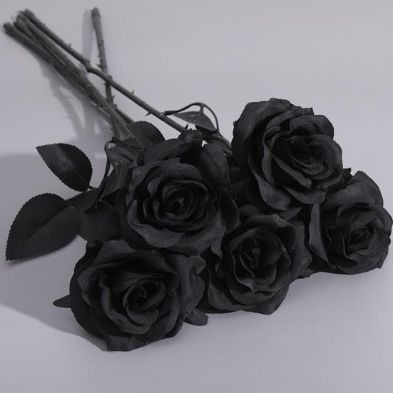 Готическая Искусственная Черная Роза Реалистичный Поддельный Шелковый Цветок Хэллоуин Домашний Офис Стол Центральная часть Искусственная Цветочная Ветка Цветочная Композиция Украшение