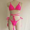Женская мода сексуальный купальник из двух частей бикини с мягкой лямкой на бретельках, топ с завязками по бокам, комплект купальников, однотонный купальный костюм танкини с открытой спиной