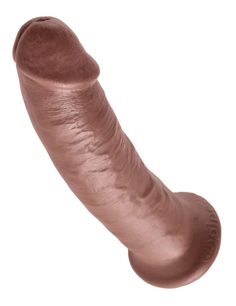 King Cock - Realistic Curved Dildo with Suction Cup 23 CM Brown Skin Color
