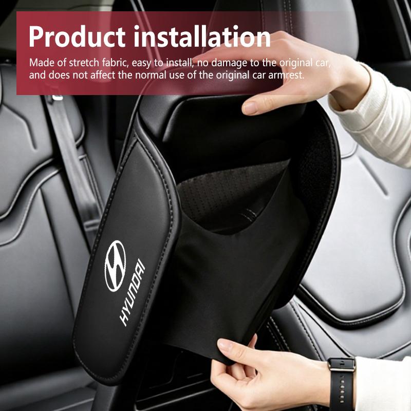 For Hyundai Leather Car Armrest Mat Center Console Arm Rest Protection Cushion Cover GDi N Line i10 Azera Genesis G70 G80 G90 MM8
