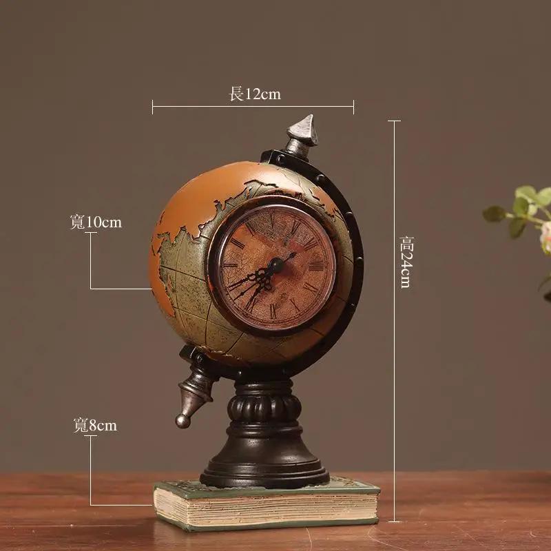 1PC Desktop Ornament Vintage Clock Globe Table Decoration Tabletop Ornament