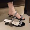 2025 Women's European and American Brand Designer Sexy Rhinestone Bow Shaped High Heels Banquet Sandals and Slippers