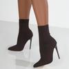 Женские ботинки, короткие туфли на высоком каблуке, женские осенне-зимние вязаные ботильоны Botas Mujer, черные носки, женские ботинки на каблуке