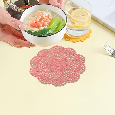 Современный кружевной хлопковый коврик для стола, вязаный крючком круглый коврик для кофе, рождественская подставка под кастрюлю, кружка, чайная салфетка для столовой кухни
