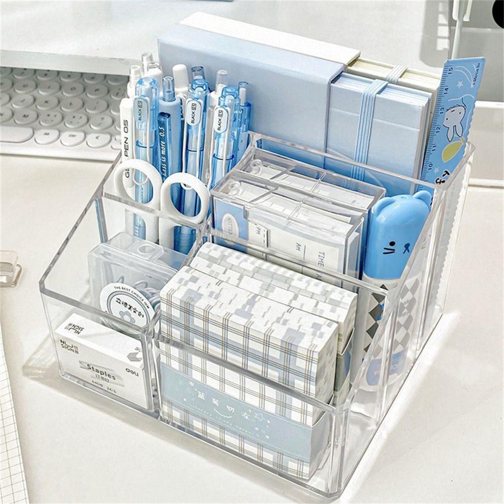 1 шт. большой емкости настольный держатель для ручек Многофункциональный органайзер для канцелярских принадлежностей Простая прозрачная подставка для ручек